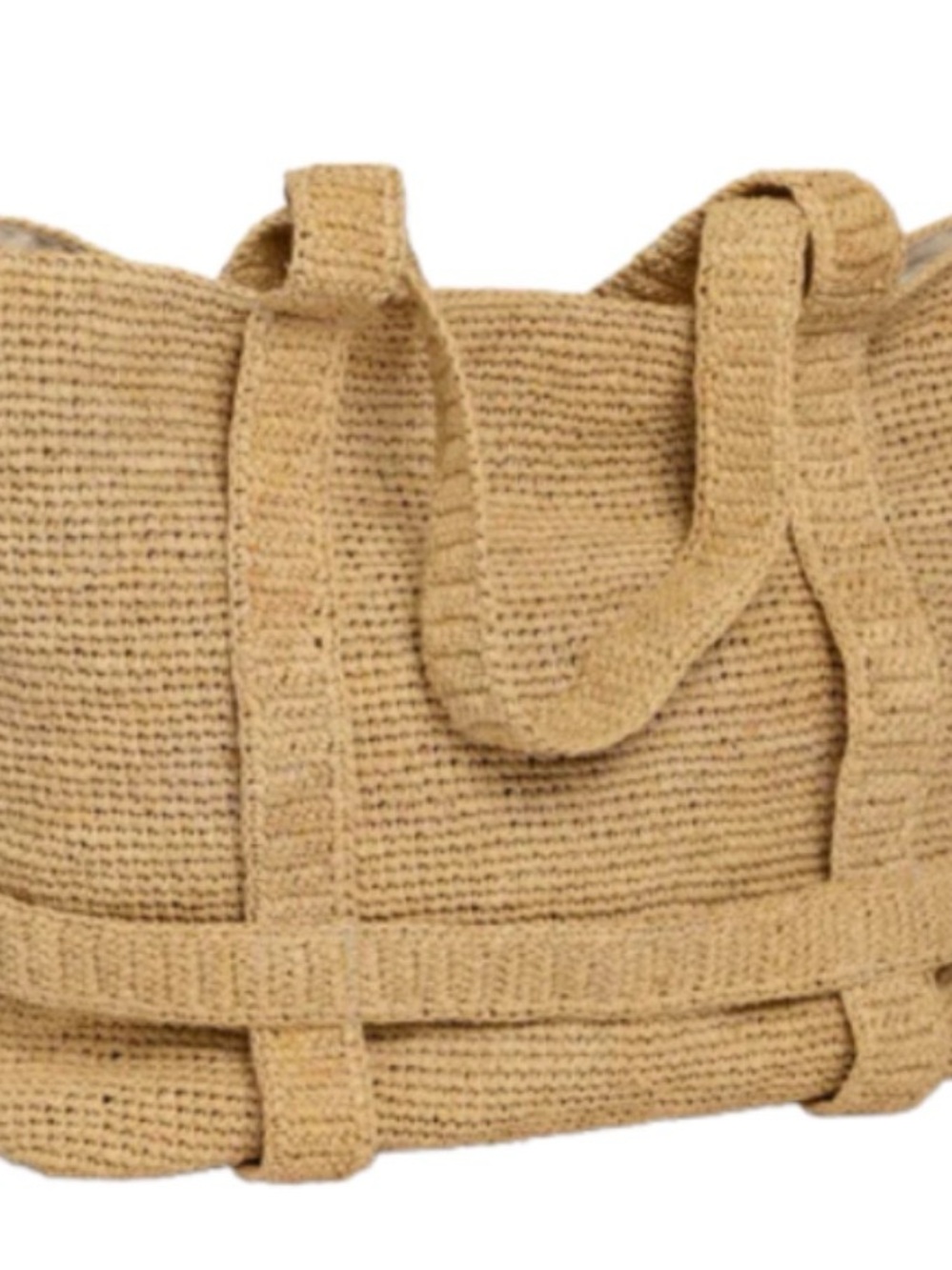 Hat Attack Natural Woven Straw Tote - Beige - Picture 5 of 6